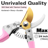 Floral Garden Tools Set, Heavy Duty Gardening Tools for Gardener, Gardening Gifts for Women, Storage Tote Bag, Pink