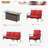 Sophia & William Metal Patio Furniture Set with Fire Pit Table, 7 Seats