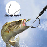 SANLIKE Telescopic Fish Gaff with Stainless Sea Fishing Spear Hook Tackle, Soft Rubber Handle Aluminium Alloy Pole for Saltwater Offshore Ice Tool