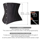SHAPERX Women Petite Steel Boned Waist Trainer Underbust Corset Short Torso Mesh Body Shaper,SZ1995-Black-2XL