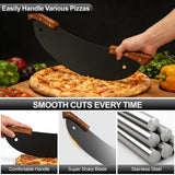 20-Inch Pizza Rocker Blade Cutter, Stainless Steel with Double Wooden Handles, Professional Pizza Slicer，Black