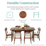 7-Piece Wooden Dining Room Table Set, Mid-Century Modern, Kitchen Table w/ 6 Chairs