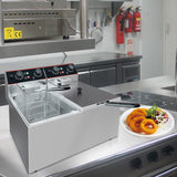 Commercial Deep Fryer with Basket, 16.8 QT Stainless Steel Electric Countertop Fryer with Double Tanks and Temperature Control