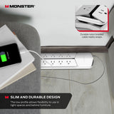 Monster Power Vertex Surge Protector with Detachable USB Power Strip (White, Power Vertex XL)