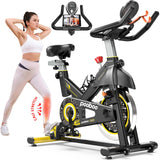 pooboo Magnetic Resistance Cycling Bike, Belt Drive Indoor Exercise Bike Stationary LCD Monitor with Ipad Mount ＆Comfortable Seat Cushion for Home Cardio Workout, Training Upgraded Version pooboo