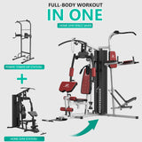 ULTRA FUEGO Multifunctional Home Gym Equipment Workout Station with Pulley System, Arm, and Leg Developer for Full Body Training (138lb Black Home Gym Station with Power Tower)