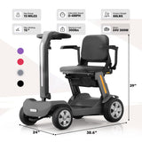 SKRT Mobility Scooters for Seniors, 15 Miles Electric Powered Mobility Scooter, Integrated Foldable Mobility Scooter 300lbs Capacity, Handicap Scooters for Adults, Elderly, for Travel (Grey)
