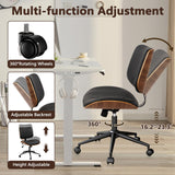 Desk Chair with Wheels, Adjustable Height Reading Chair, Leather Mid Back & Swivel Computer