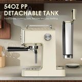 gapalilo Retro-Style 20 Bar Espresso Machine with Milk Frother, ESE Pod Compatible Coffee Maker with Pressure Gauge, 54 oz PP Removable Water Tank for Home Barista (Beige)