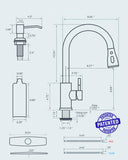 FORIOUS Black Kitchen Faucet with Soap Dispenser and Pull Down Sprayer, Bar High Arc Single Handle Classic 3 Modes Stainless Steel Faucet for Kitchen Sink Farmhouse RV Laundry Camper