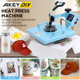 Heat Press, 15x15 Shirt Press Machine with 30 OZ Tumbler Attachment, 5 in 1 Sublimation Shirt Printing AKEYDIY