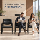 Simple Deluxe 2 Pack Stationary Guest Chairs, No Wheels Waiting Room Chairs with Padded Armrests, Reception Seating for Conference, Meeting, Lobby, Home, Dining & Desk Side