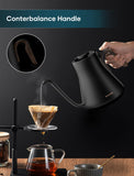 INTASTING Electric Kettle, Gooseneck Electric Kettle, ±1℉ Precise Temperature Control, Stainless Steel Interior, Quick Heating for Pour Over Coffee, Tea & Boiling Water, 0.9L (Onyx Black)