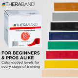 THERABAND Resistance Band, Red, Medium, 50-Yard Roll, Latex, Elastic Band for Exercise, Physical Therapy, Yoga, Pilates, Stretching, Home Workouts, Cut-to-Length, Color-Coded Levels
