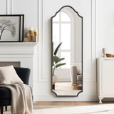 WallBeyond Arched Full Length Mirror Wall Mounted, 65"x22" Black Metal Frame Full Body Mirror for Bedroom, Living Room, Hanging or Leaning Against Wall Full Size