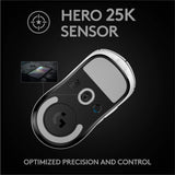 Logitech G PRO X Superlight Wireless Gaming Mouse, Ultra-Lightweight, Hero 25K Sensor, 25,600 DPI, 5 Programmable Buttons, Long Battery Life, Compatible with PC/Mac - White