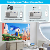 Mini Projector, HD Portable Projector 1080P Full HD Supported, Movie Projector Compatible with Smartphone, White Puxinat