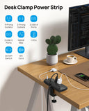 TROND 20W USB C Desk Clamp Power Strip Fit 1.97" Tabletop, ETL List, 6ft