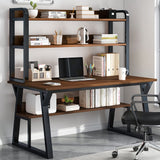 Oak Writing Desk with Storage Shelves & Bookcase Stylish Home Office Furniture Modern Workstation for Productivity & nization