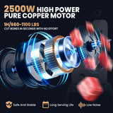 2500W Electric Bone Saw Machine, 0.04-7.8 Inch Cutting Thickness,3.0HP Frozen Meat Vertical Cutter Commercial Bandsaw with 8 Saw Blades, 18.7x12in Table Sawing for Frozen Meat Pork Beef Ribs