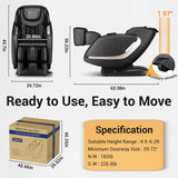 EASPEARL Massage Chair, Zero Gravity Massage Chairs Full Body with APP, Phone Holder, Waist and Calf Heat, Thai Stretch, Body Scan, USB Port, Bluetooth Speaker, Shiatsu Massage Recliner (Black)