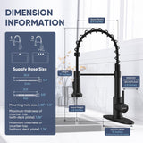 Kitchen Faucets with Pull Down Sprayer Commercial Industrial Stainless Steel Single Handle Single Hole Spring Farmhouse RV Sink Faucet, Matte Black Kitchen Faucet for Laundry Utility Room Sink
