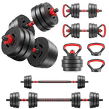 Fitvids 60lbs 4in1 Adjustable Dumbbell Set, Multi-Functional Changeable Dumbbell and Barbell Kettlebell Set