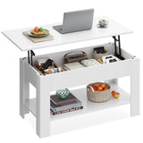 WLIVE Lift Top Coffee Table for Living Room/Dining/Office, Retro White