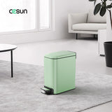 Small Bathroom Trash Can with Lid Soft Close, Step Pedal, 6 Liter / 1.6 Gallon Stainless Steel Garbage Can (Matt Green) Cesun