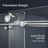 DELAVIN Frameless Shower Door, 56-60"W x 75"H Adjustable Glass Shower Door