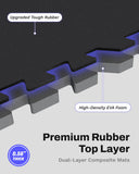 AIRHOP 0.56in Thick 24 Sq Ft Exercise Equipment Mats, 6 Tiles Upgraded Rubber Top with High Density EVA Foam, Large Interlocking Puzzle Gym Flooring for Home Gym, Heavy Weight Workout,Black
