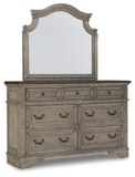 Signature Design by Ashley Lodenbay Casual Smooth-Gliding 7-Drawer Dresser and Mirror with Safety Stop, Light Gray & Dark Brown