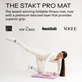 Stakt Foldable Yoga Mat Pro, 2 in 1 with Premium Textured Grip, Non Slip, Folding Exercise and Fitness Mat for Pilates, Strength Training, and High Impact Workouts - Lilac