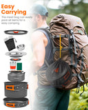 Fitense 21Pcs Camping Cookware Mess Kit for 2, Lightweight Camping Kitchen Pots and Pans Set, Portable Cooking Essentials for Backpacking, Hiking and Picnic