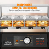 ROVSUN 96QT Electric Commercial Food Warmer 2000W, 12-Pan Steam Table 8QT/Pan Stainless Steel Bain Marie w/Overshelf Undershelf Separate Temperature Control & Lid Acrylic Shield for Buffet Restaurant
