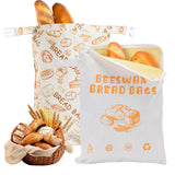 2 Pack Reusable Beeswax Bread Bags for Sourdough丨Buckle Bags&Zipper Bags丨17"×12" Natural Beeswax-Lined Cotton Storage Bags for homemade bread丨for sourdough storage&Freezer & Refrigerator