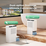 Dehumidifiers for Home, 2000 Sq.Ft Small Dehumidifier with 3.3ft Drain Hose, 2.5L Tank, Timer Sleep Mode, Portable Dehumidifier for Basement, Bedroom, Bathroom (Frost White)