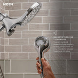 Moen Verso Round Rain Showerhead and Handshower Combination with Infiniti Dial and Magnetix Docking, 60" Hose, Matte Black, 220C2EPBL