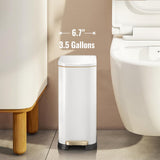 SYNCVIBE Bathroom Trash Can with Soft-Close Lid 3.5 Gallon Stainless Steel Garbage Can with Removable Inner Bucket Slim Trash Bins for Bedroom