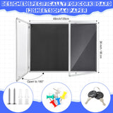 Motipuns 48"x36" Lockable Enclosed Bulletin Board with Glass Door, Weather Resistant Cork Notice Board, Wall Mounted Display Case for School Office Community Outdoor, 12xA4(Black, Silver Frame)