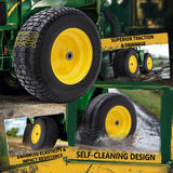 Wiltire 16x6.50-8 Tire and Wheel Assembly (2 Pack), Pre-Installed 3/4" Bushing, 3" Offset Hub, Flat Free Solid Rubber Tire, For Compatible 3/4" Axle Lawn & Garden Equipment (Yellow)