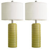 PoKat 27.5'' Tall Table Lamps for Living Room Set of 2, Mid Modern Century Ceramic Bedroom Lamps for Night Stands, Bedside Lamps for Bedroom, Nightstand Lamps for Side End Table Hallway, Green