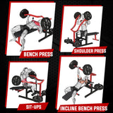 GMWD Chest Press Machine, 1250LBS Bench Press Machine with Independent Converging Arms, Adjustable Flat Incline Bench for Chest, AB Workouts, Shoulder Home Gym Equipment, Red, V1 GMWD