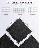 0.56'' Thick 12 Pcs 48 Sq Ft Exercise Equipment Mats - High-Density Rubber Top EVA Foam Interlocking Mats, 24x24in Tiles, Heavy-Duty Treadmill Mat for Hardwood Floors, Home Gym Mat