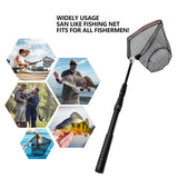 SANLIKE Fishing Net Fish Landing Nets Ice Fishing Collapsible Telescopic Sturdy Pole Handle for Saltwater Freshwater Extending to 36/43/71/98inches (49inch-Black)