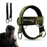 Iron Neck Neck Trainer, Exerciser, & Strengthener with Adjustable Head and Chin Strap - Portable Head Harness for Weight Lifting, Home, & Gym Use - Exercise & Workout Equipment (Alpha, Green)
