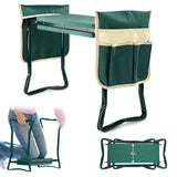 Garden Kneeler and Seat, Foldable Gardening Bench Stool with 2 Tool Bag Pouch 8" Width EVA Foam Pad, Sturdy Steel Frame