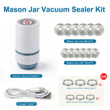 Electric Mason Jar Vacuum Sealer Kit, Sunchic 2026 Portable Jar Vacuum Sealer, No Opener Needed, Fits Wide & Regular Mouth Jars, 12 Reusable Lids & 6 Sealing Rings, Food Storage Canning Machine