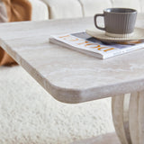 LKTART Coffee Table for Living Room, Modern Stone Marble with Dyed Planetary Veining Coffee Table with Storage, Rectangle Tea Tables or Apartment Small Space (43.3''L×22.4''W Planetary-veined Marble)