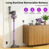 WLOTPO Vacuum Cleaners for Home,Cordless Vacuum Cleaner,Lightweight Stick Vacuum Cordless Rechargeable,Self-Standing Design,LED Touch Screen,Vacuum for Hardwood Floors,Carpet,Pet Hair(Purple)